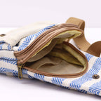 Blue & White Natural Cotton Cross-Body Bag – view 4