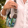 Jacquard Hobo Bag - Bold Greens, Brown Strap