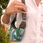Jacquard Hobo Bag - Bold Greens, Brown Strap