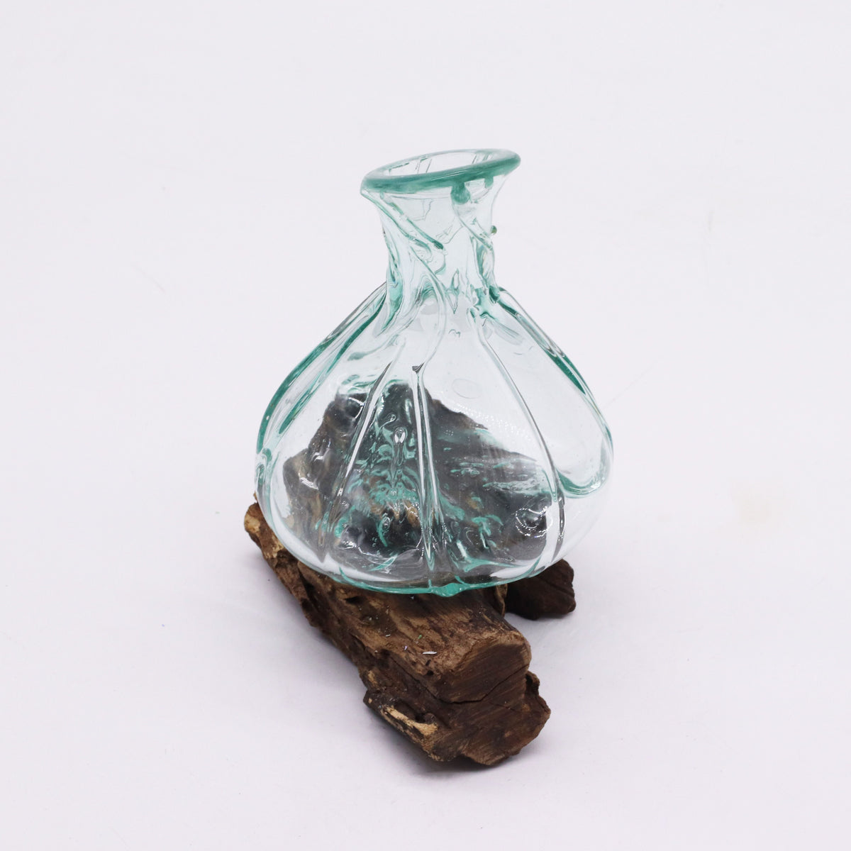 Molten Glass Fancy Mini Decanter on Wood, 24cm – view 7