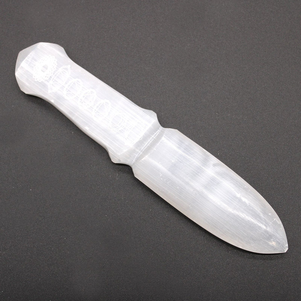 Selenite Ritual Knife, Chakra Handle, 20cm – view 8