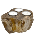 Petrified Wood Candle Holder - Triple Tealight – view 4