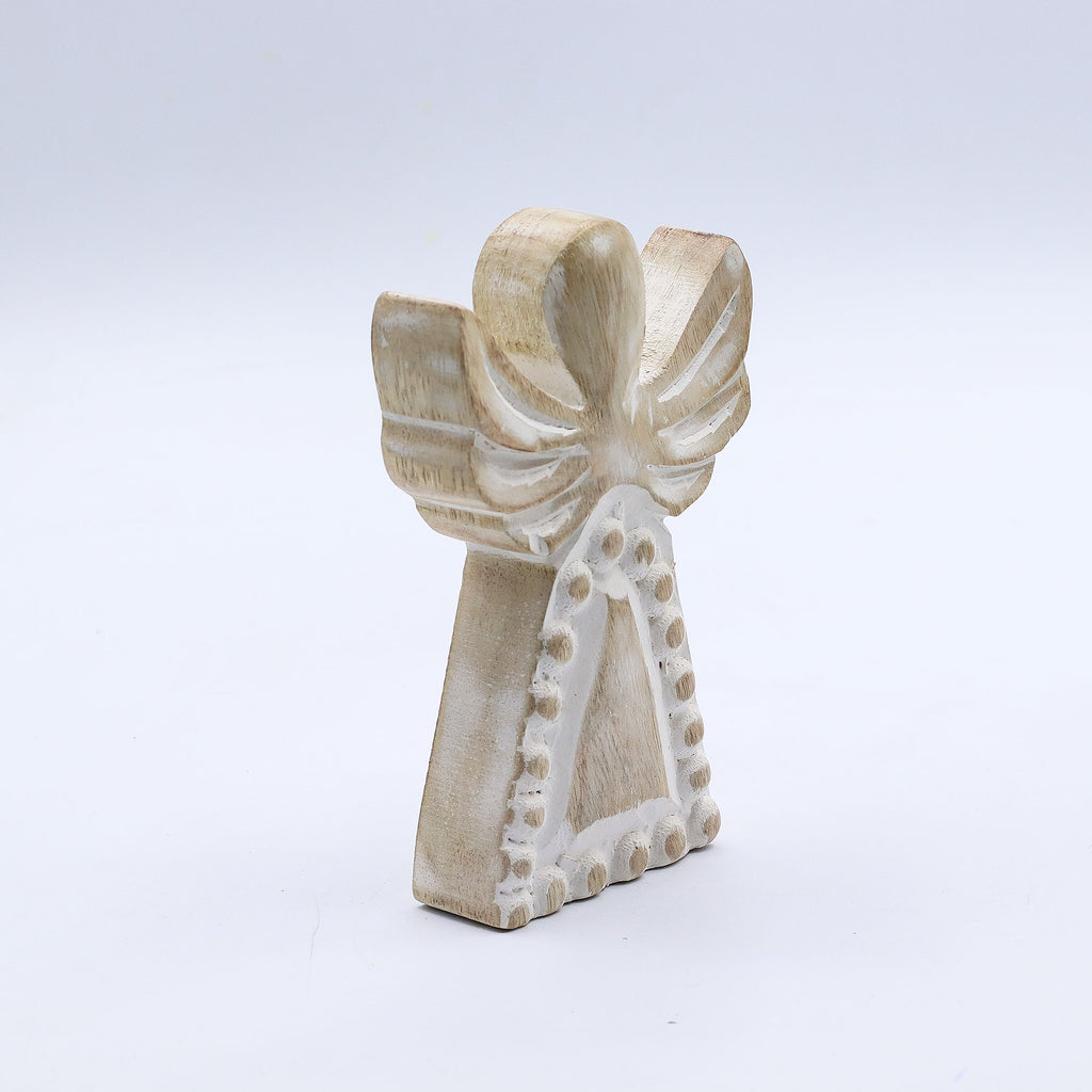 Small Mango Wood Angel - Whitewash Finish – view 4
