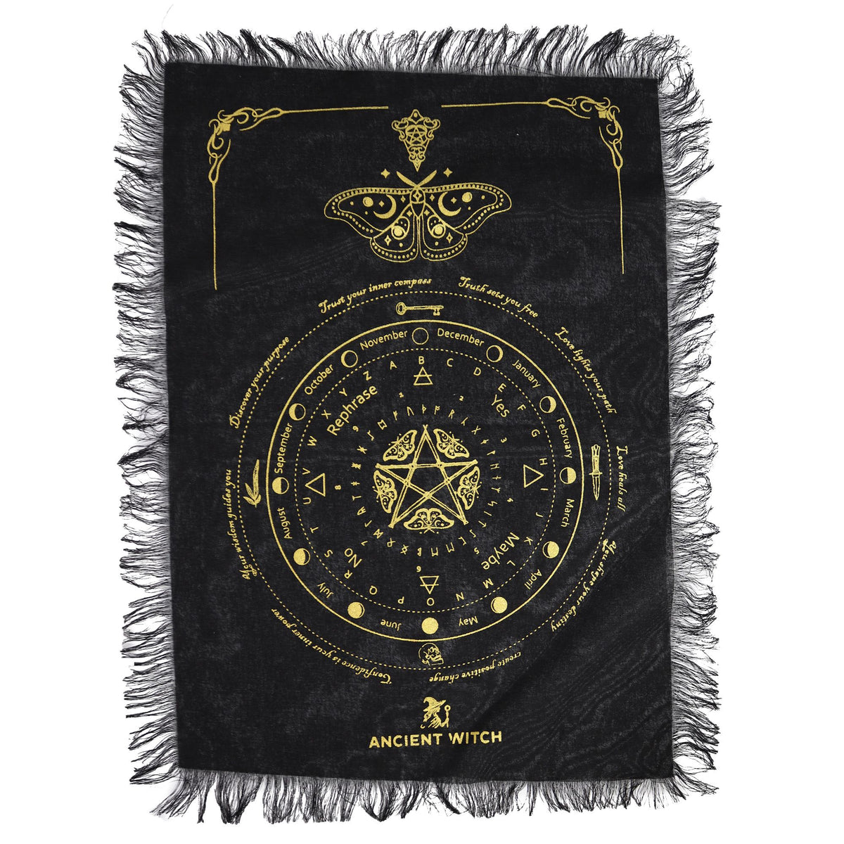 Ancient Witch Mystic Moth Pendulum Cloth - Black & Gold – view 2