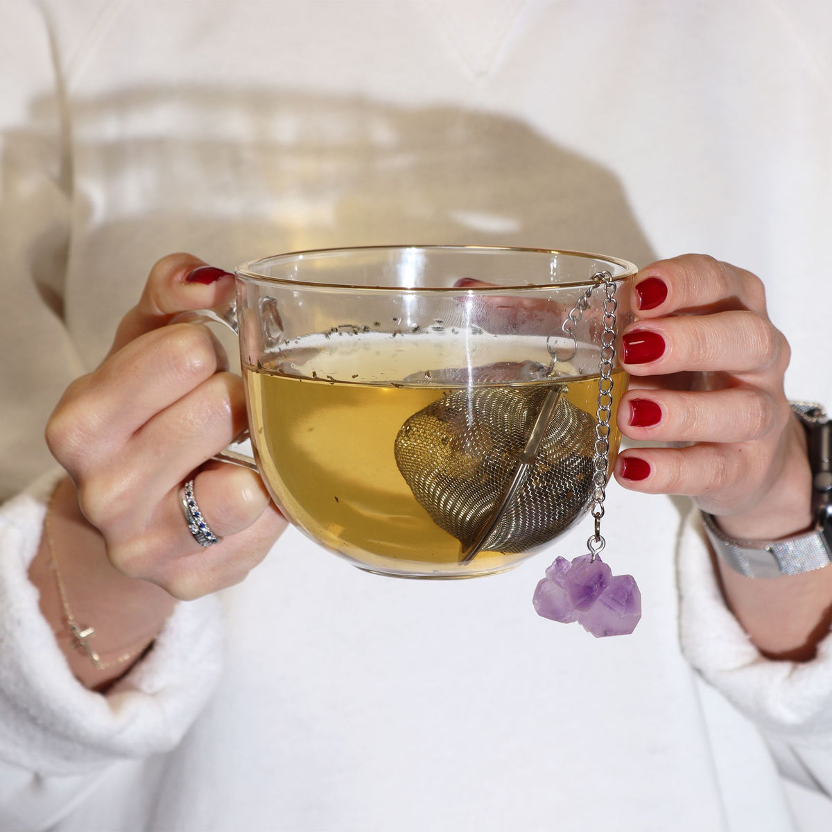 Rock Quartz Raw Crystal Tea Strainer – view 7