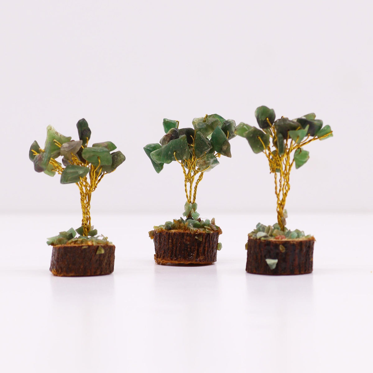 Green Aventurine Mini Gemstone Tree on Wood Base, 15 Stones – view 4