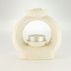 Ceramic Zen Oil Burner - Large Oval Pebble - Speckled Off-White – view 3