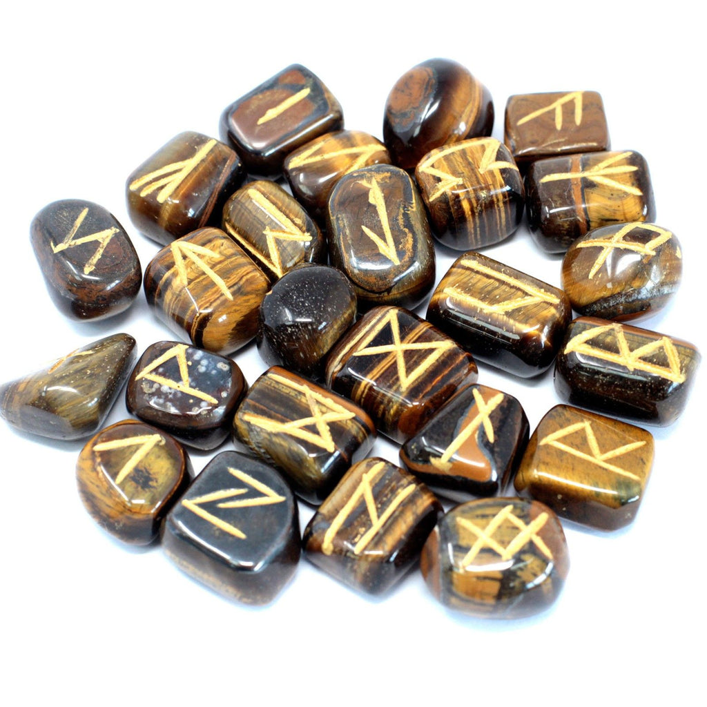 Tiger Eye Rune Stone Set in Cotton Pouch – view 3