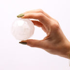 Faceted Clear Quartz Healing Ball with Wooden Stand