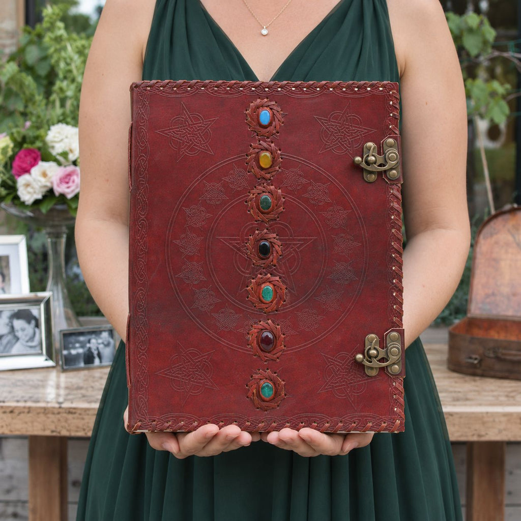 Huge 7 Chakra Leather Book, 200 Pages – 33x25 cm – view 7