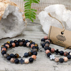Eternity Friendship Bracelet Set - Leopard Skin Jasper & Lava Stone – view 5