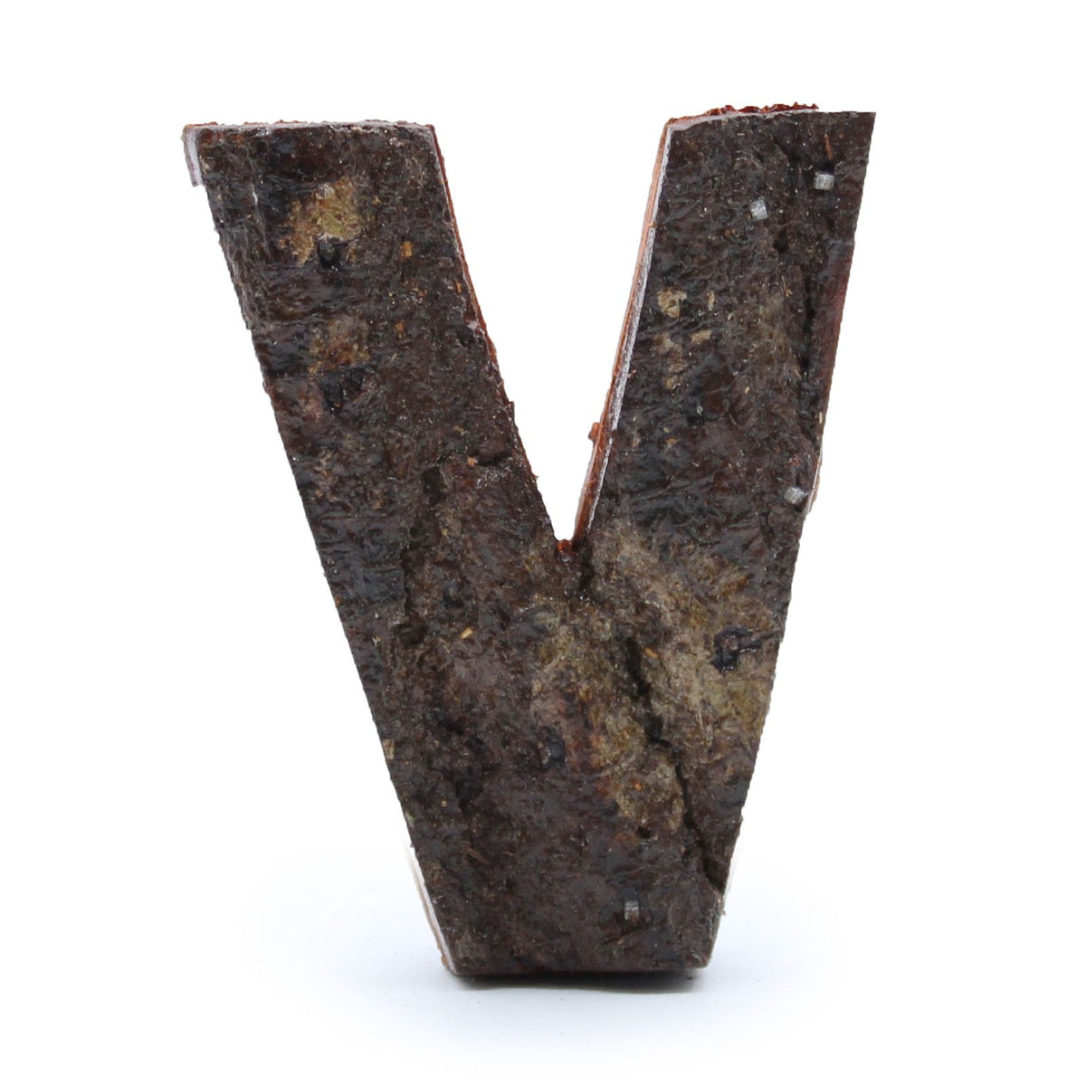 Rustic Bark Letter V - 7cm