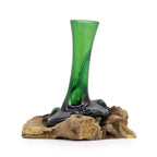 Recycled Glass Flower Vase on Wood – view 2