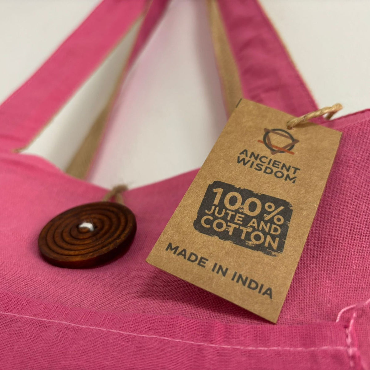 Reversible Jute and Cotton Big Bag in Pink – view 2