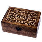 Carved Mango Wood Box for 24 Essential Oil Bottles, 10 ml