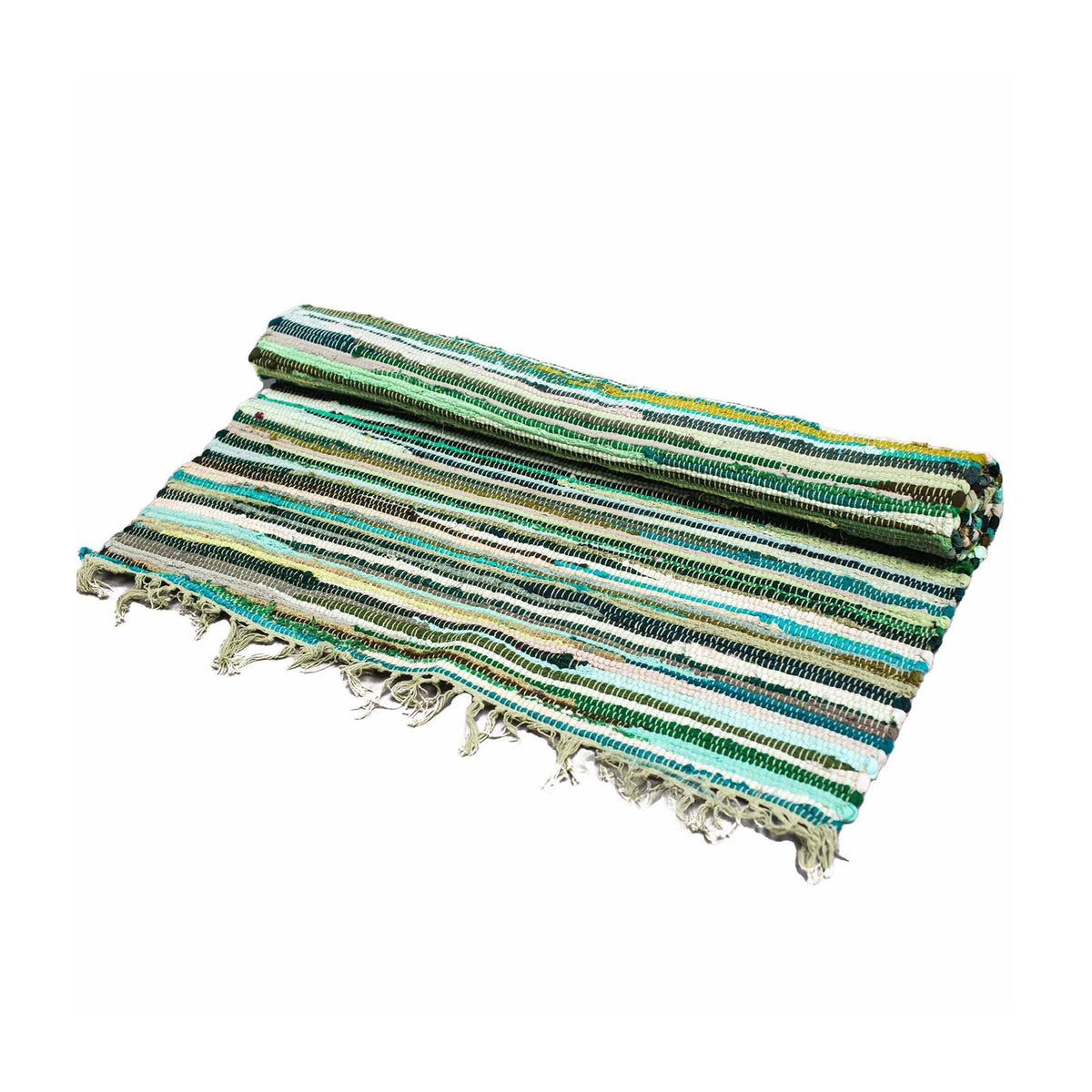 Small Rag Rug, Natural Greens - 50 x 90cm