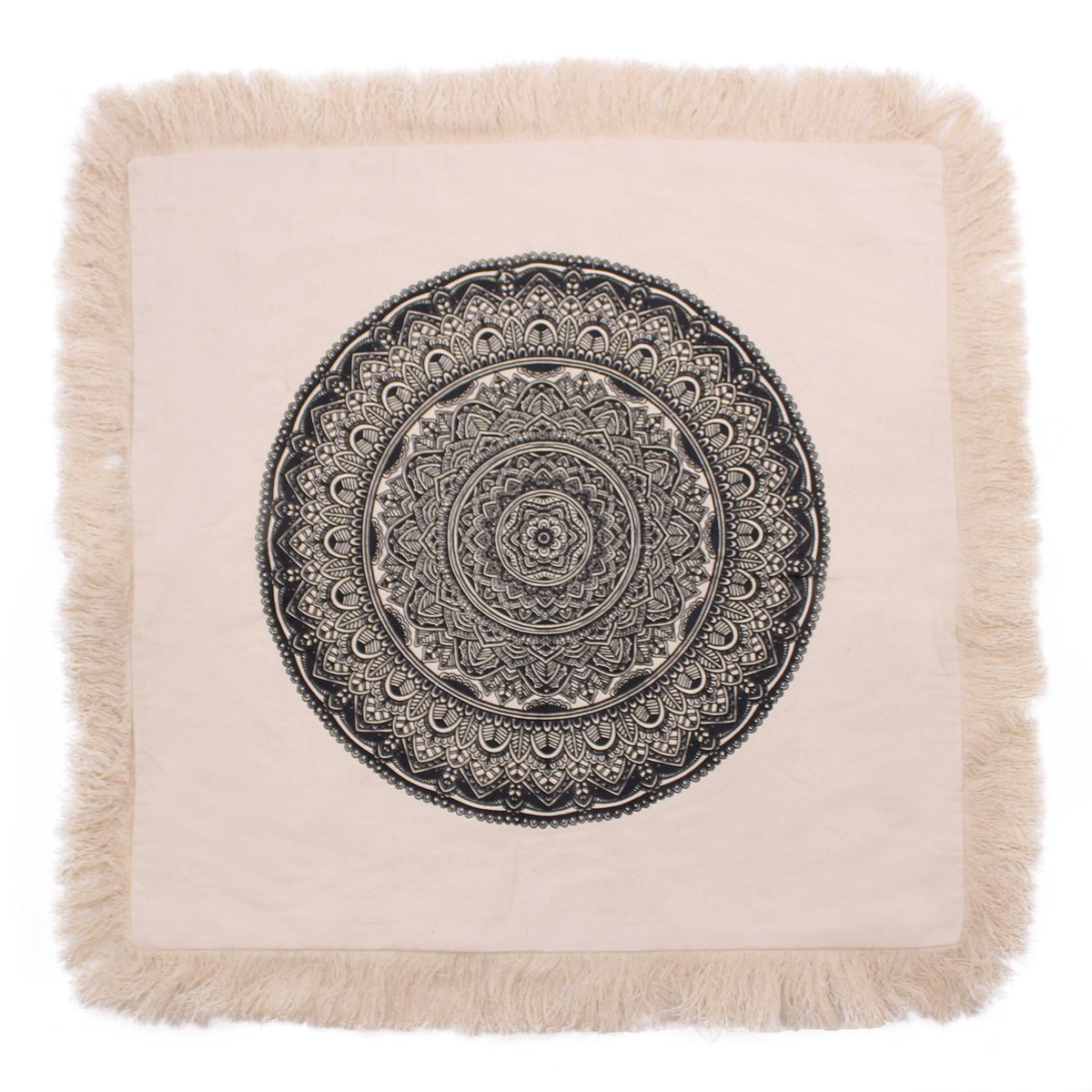 Traditional Mandala Cushion Cover - 60x60cm - Black