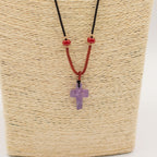 Amethyst Cross Cord Necklace Pendant – view 3