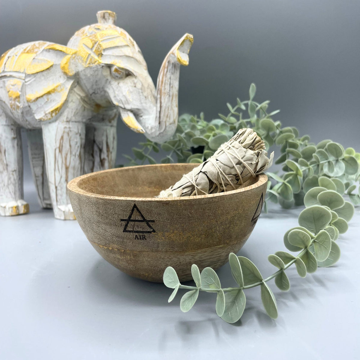 Four Elements Wooden Smudge and Ritual Offering Bowl - 14x7cm