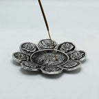 Polished Aluminium Tibetan Symbols Incense Holder 12cm – view 2