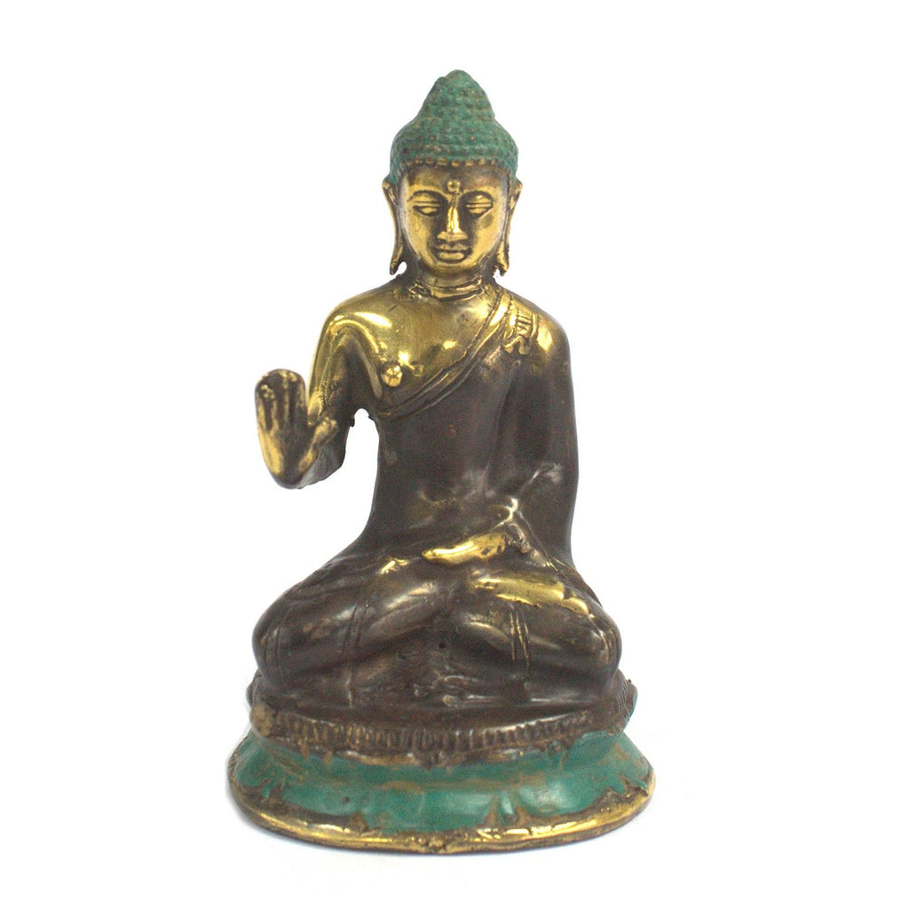 Brass Sitting Buddha Statue – Medium, Hand Raised – view 2