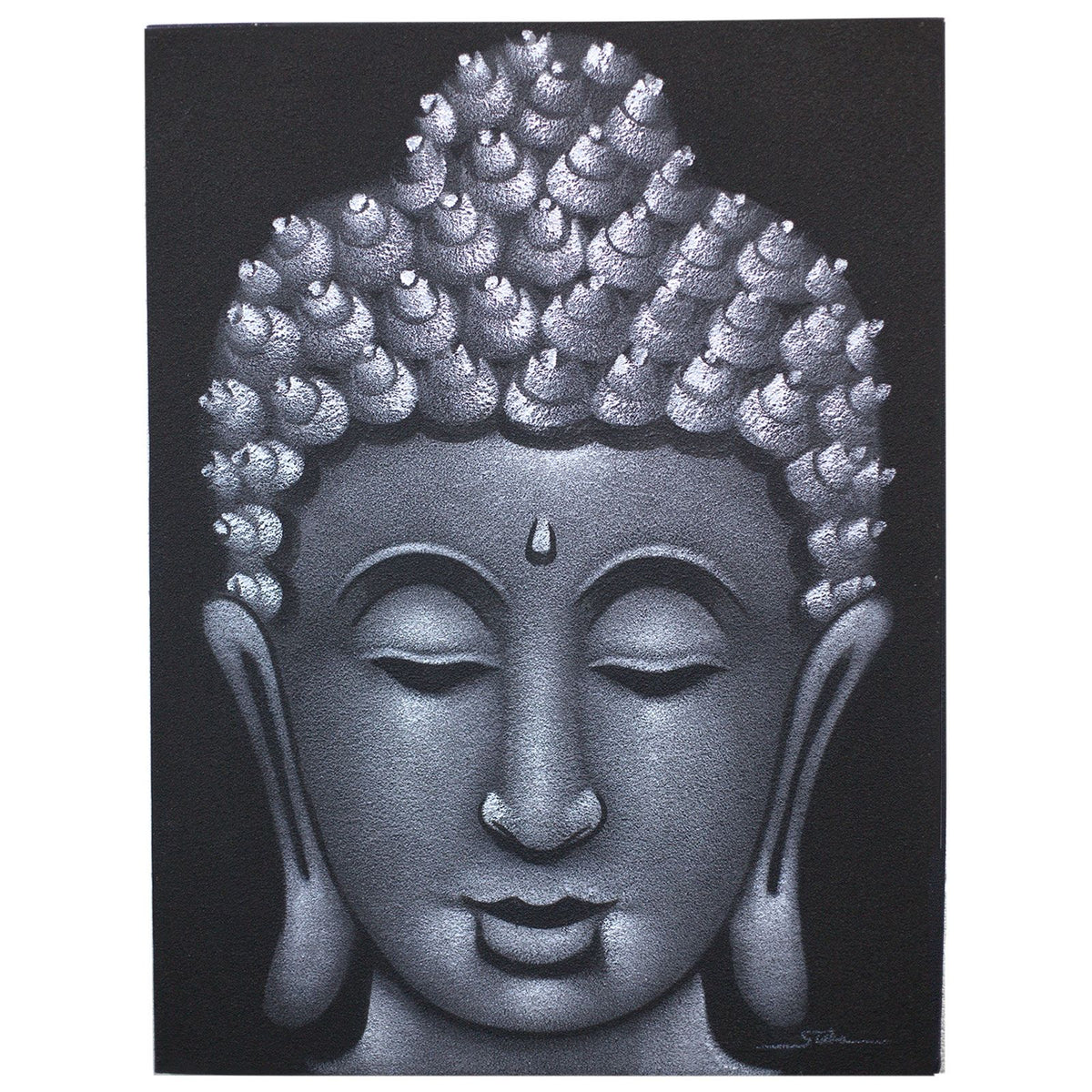 Buddha Painting, Grey Sand Finish - 80 x 60cm – view 5