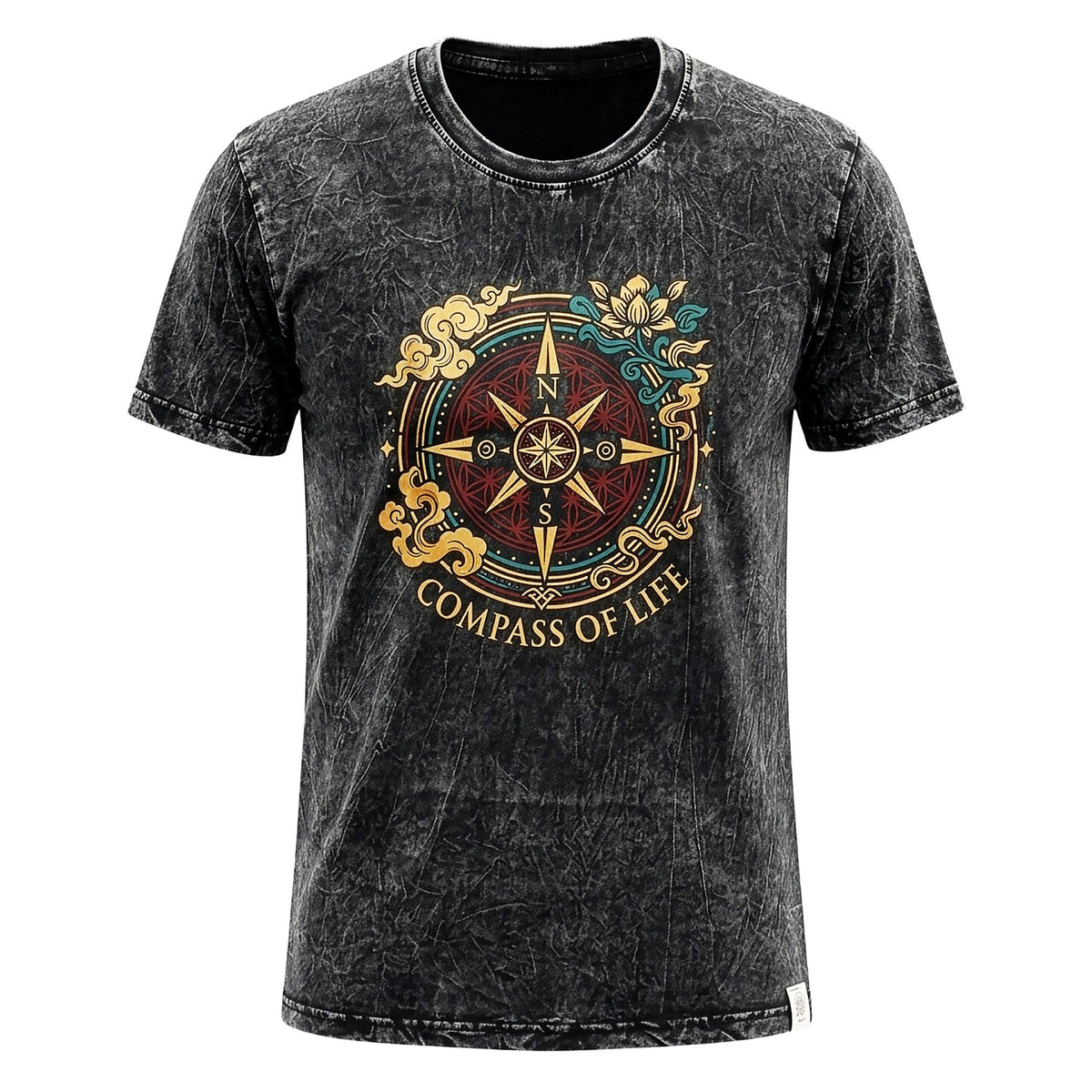 Nomad Sari Stonewashed T-Shirt - Compass of Life - Charcoal - Large – view 4