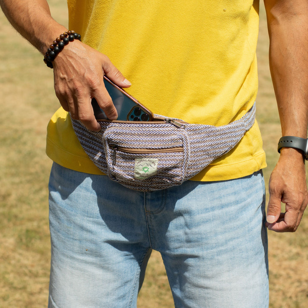 Cotton Hemp Style Belt (or Fanny) Bag - Blue – view 4