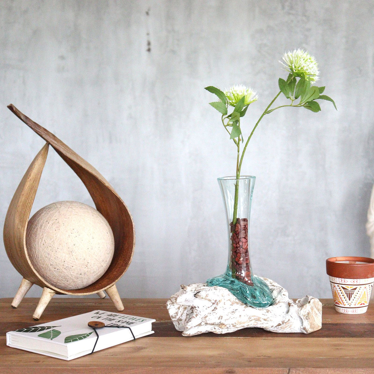 Molten Glass Vase on Whitewash Wood - Small – view 2