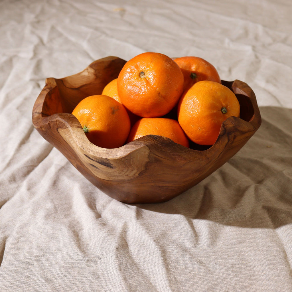 Smooth Teak Wood Fruit Bowl, Medium 23cm – view 2