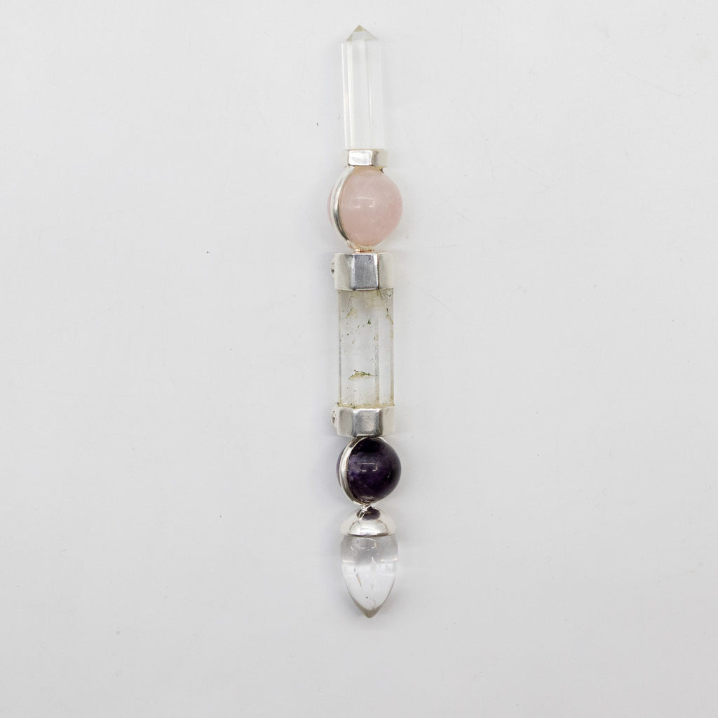 Axis of Grace Wand - Amethyst & Rose Quartz Spheres - 12cm – view 3