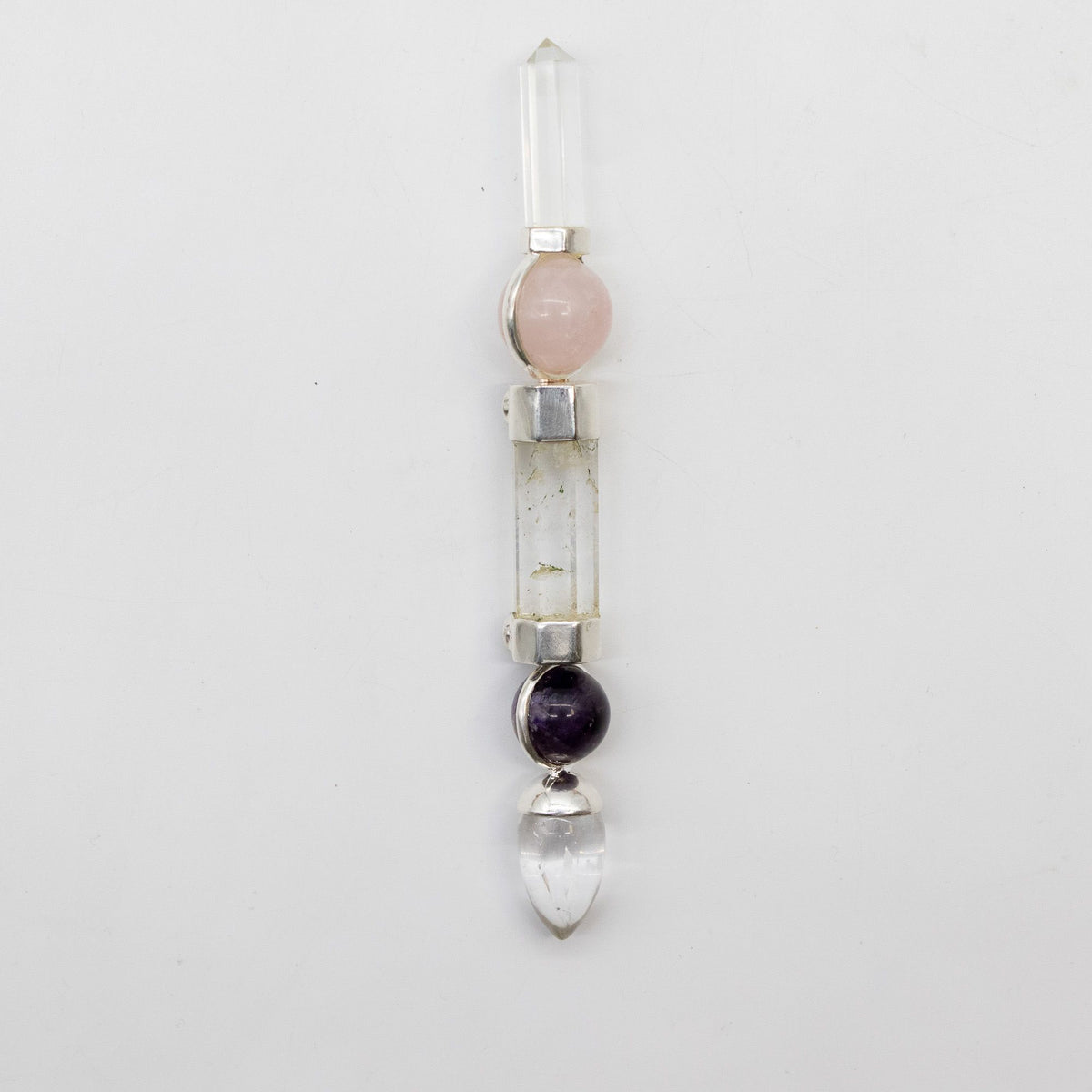 Axis of Grace Wand - Amethyst & Rose Quartz Spheres - 12cm – view 3