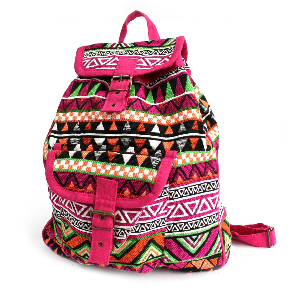 Pink Jacquard Backpack - Nepal Style