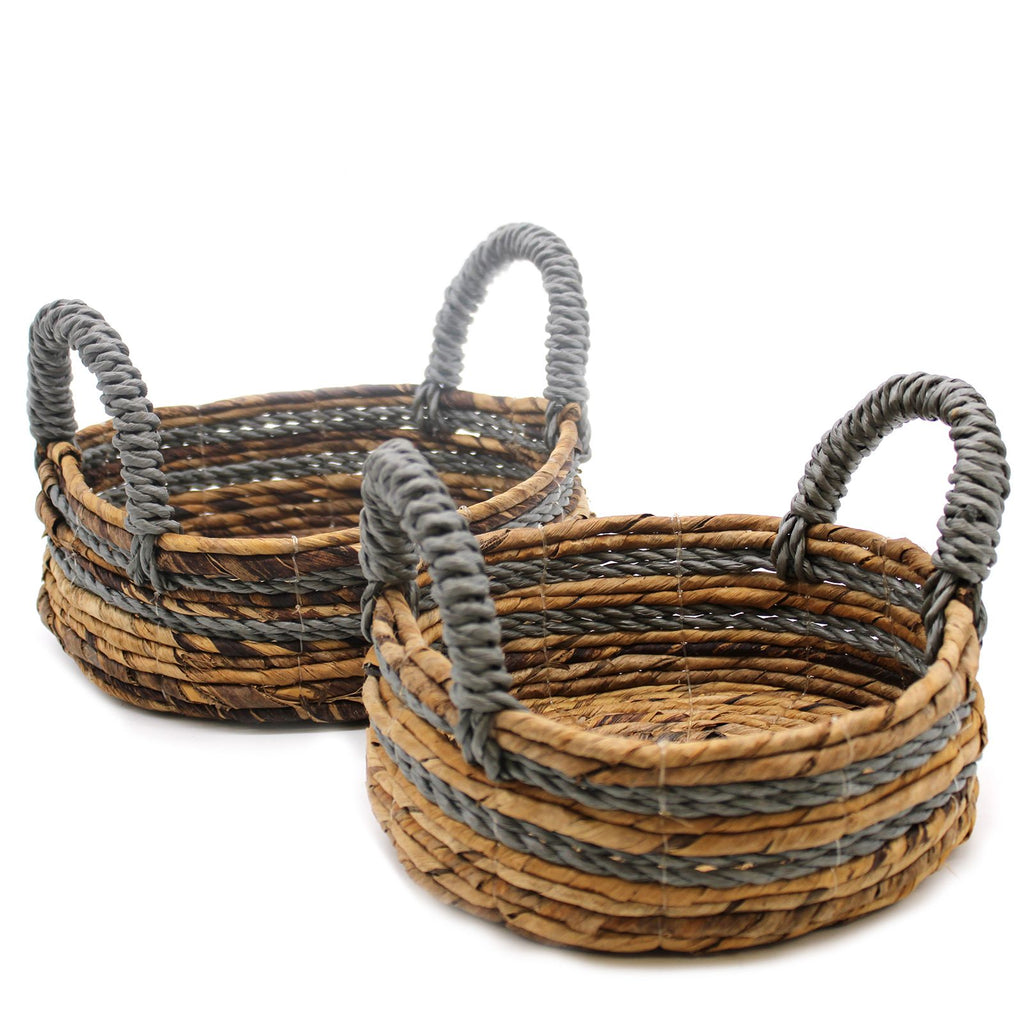 Banana Leaf & Grey Raffia Baskets, Set of 2 – view 2