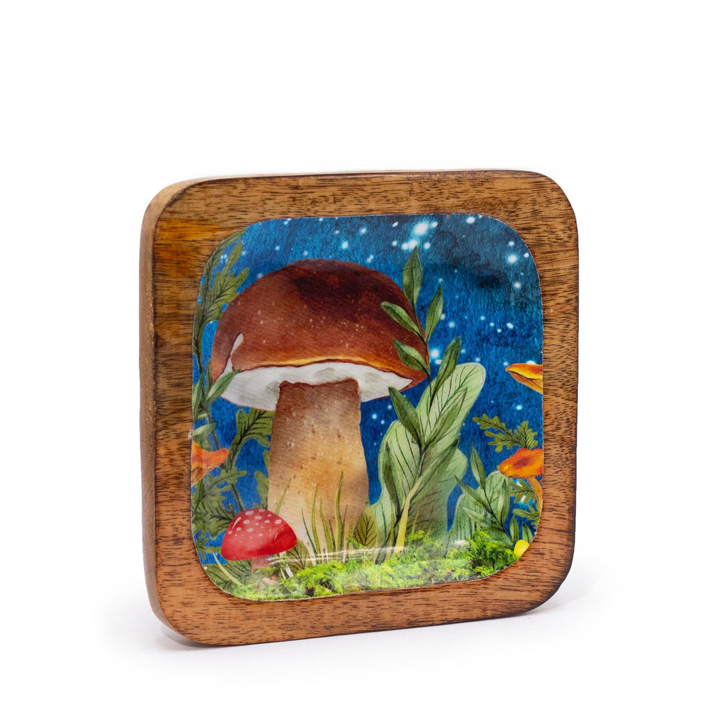 Enamelled Mushroom Trinket Tray - Large 15x15cm Teal – view 3