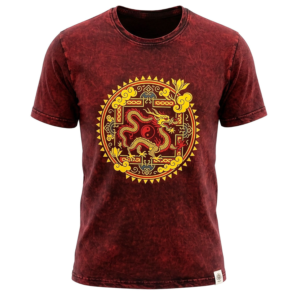 Nomad Sari Stonewashed T-Shirt - Dragon Mandala - Maroon - XL – view 7