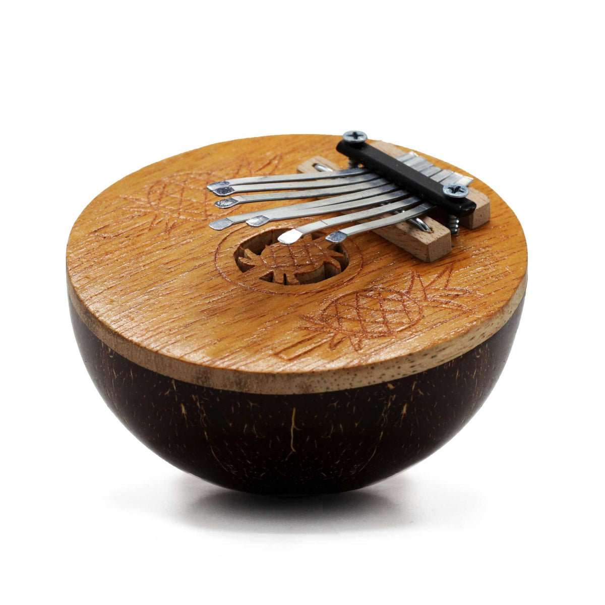 Mini Coconut Kalimba with Engraved Top – view 2