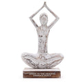 Wooden Yoga Lady Statue - Hands Up Pose, Whitewash Finish