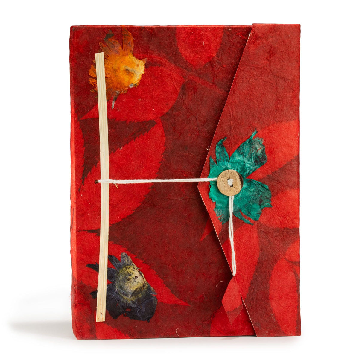 Lokta Bold Floral Notebook – Large – Ruby