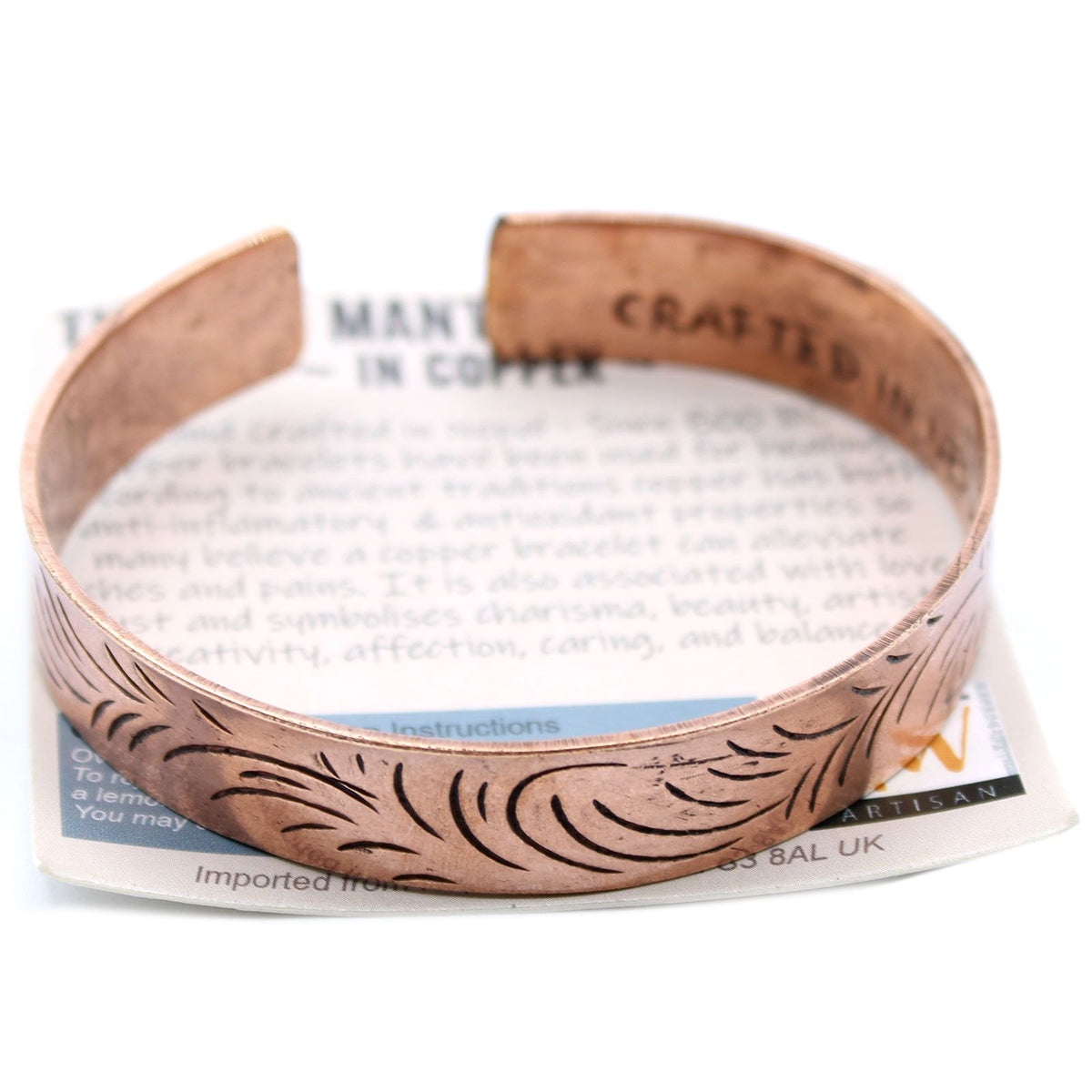 Copper Tibetan Bracelet with Wide Tribal Swirls – view 2