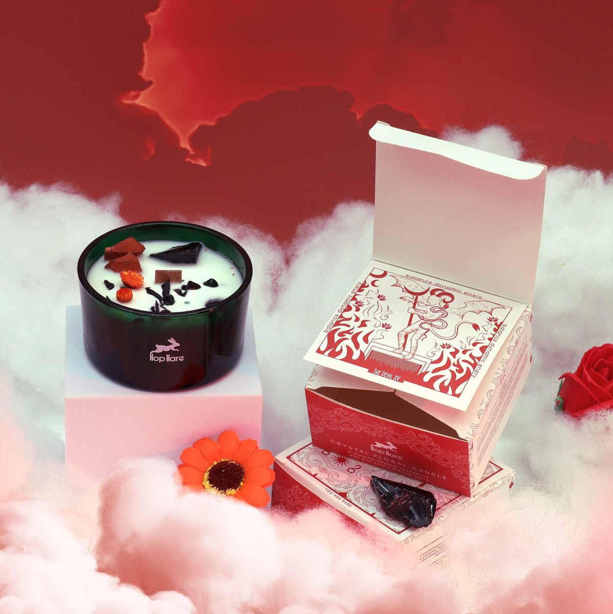 Hop Hare Crystal Magic Candle - The Devil, Red Jasper & Black Agate – view 4