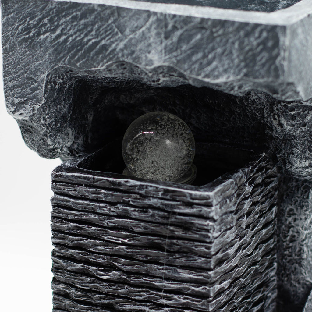 Grand Water Feature, Crystal Ball in Rock Column