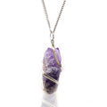 Cascade Wrapped Necklace - Rough Amethyst