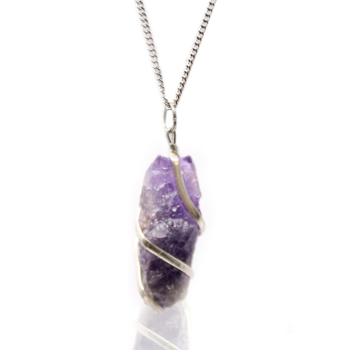 Cascade Wrapped Necklace - Rough Amethyst