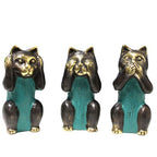 Brass See No Evil Cat Set of 3 – view 3