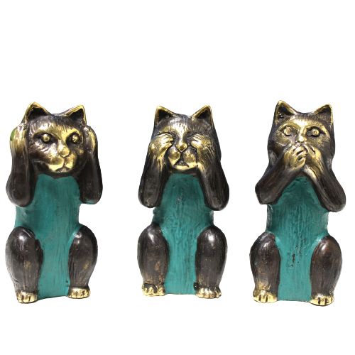 Brass See No Evil Cat Set of 3 – view 3