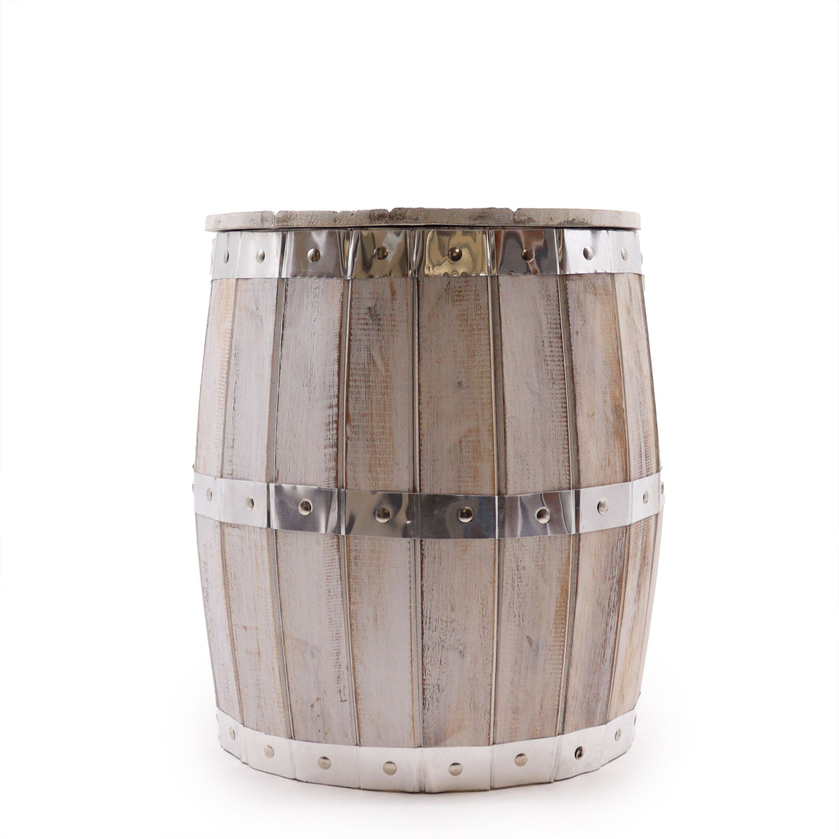 Beer Barrel Stool 38x32cm - Whitewash