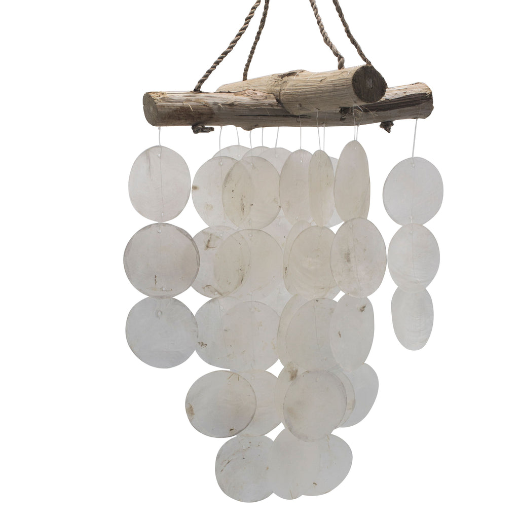 Pearl & Driftwood Cross Wind Chime