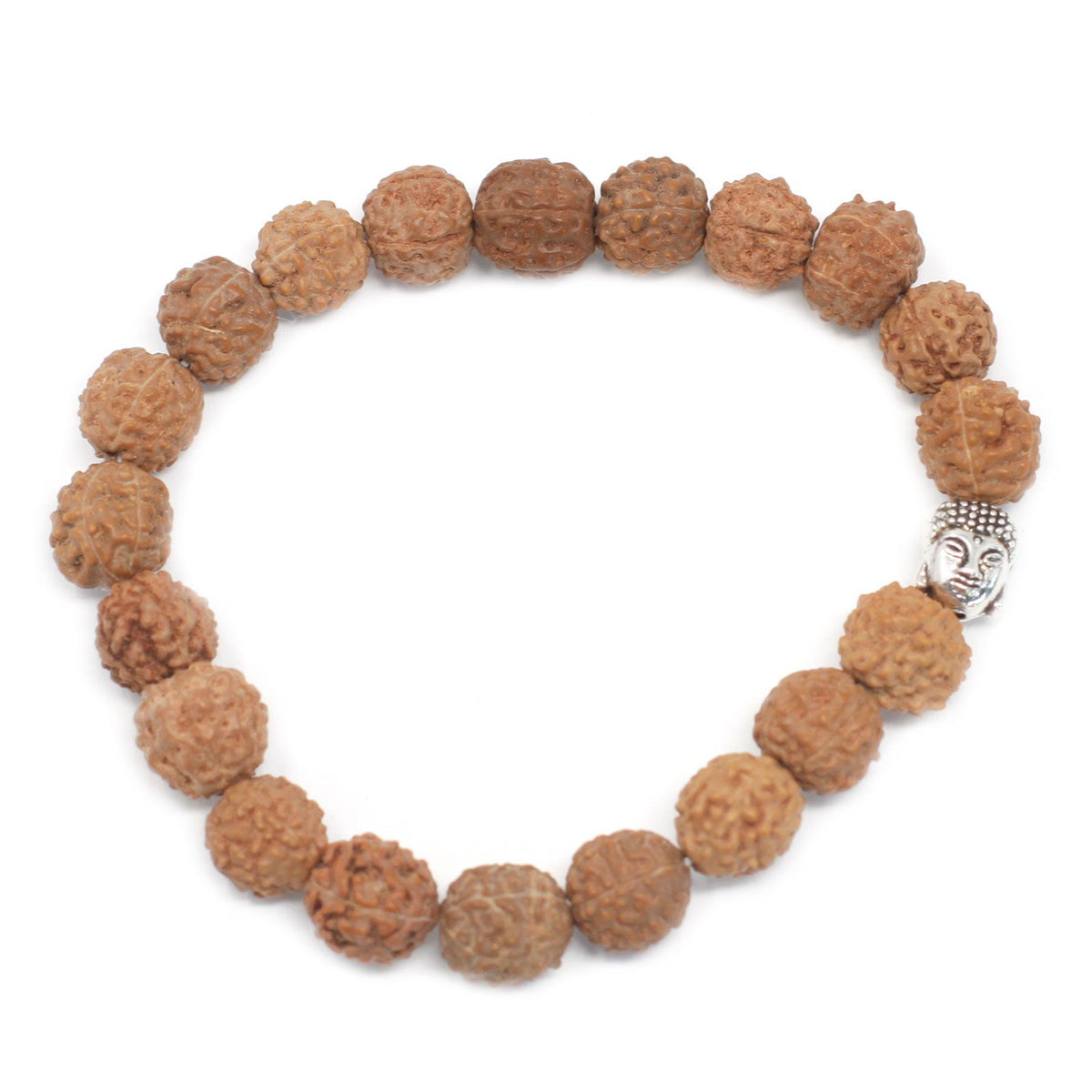 Rudraksha Buddha Bangle Mala - Natural Wood Beads – view 4