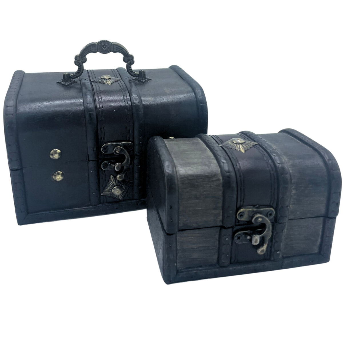 Grey Treasure Chest Set of 2, Vintage Style